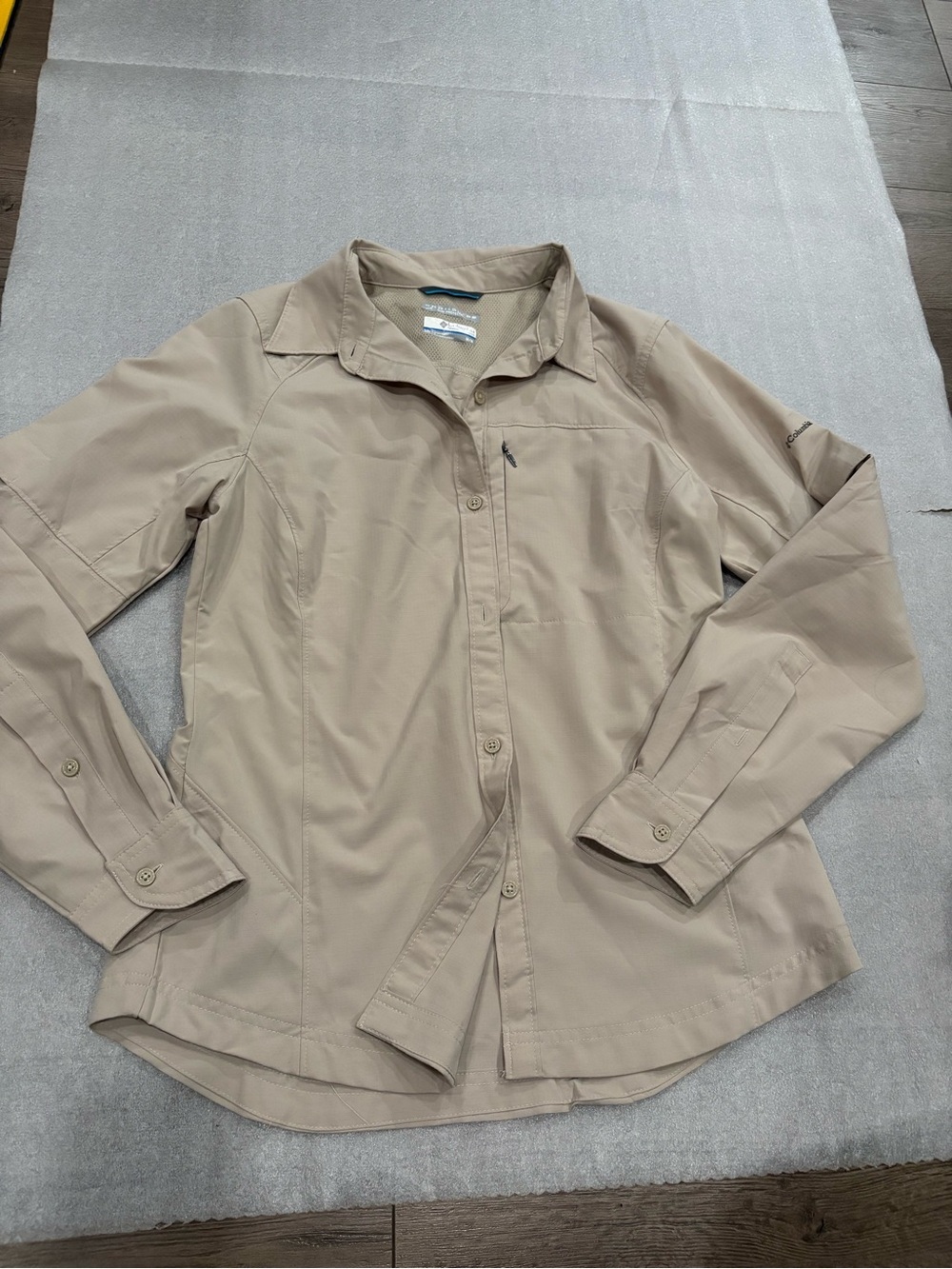 [M]Columbia Beige Outdoor Long Sleeve Shirt Sun Protection